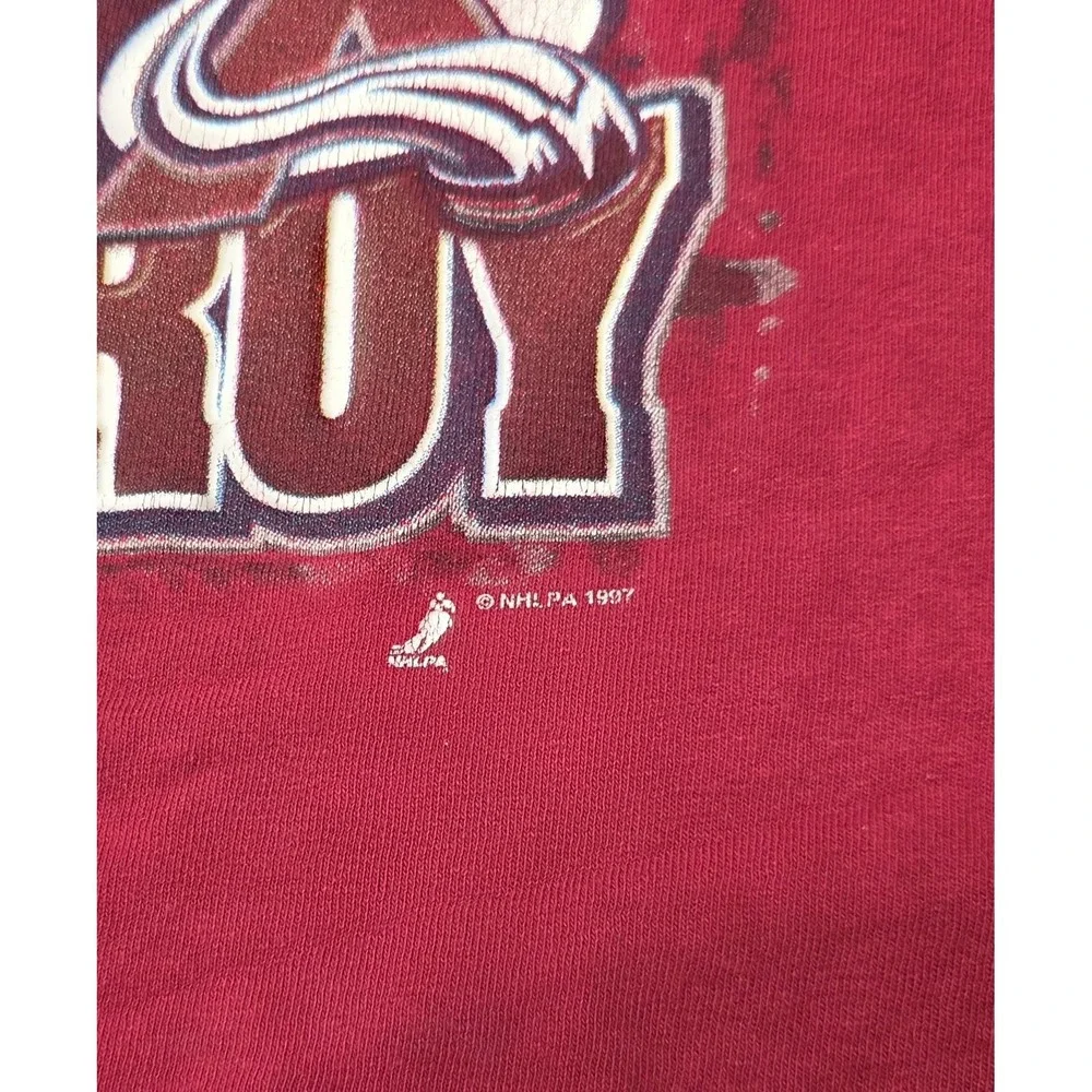 Vintage Colorado Avalanche Starter Shirt Boys‎ Large Red NHL Hockey Patrick Roy